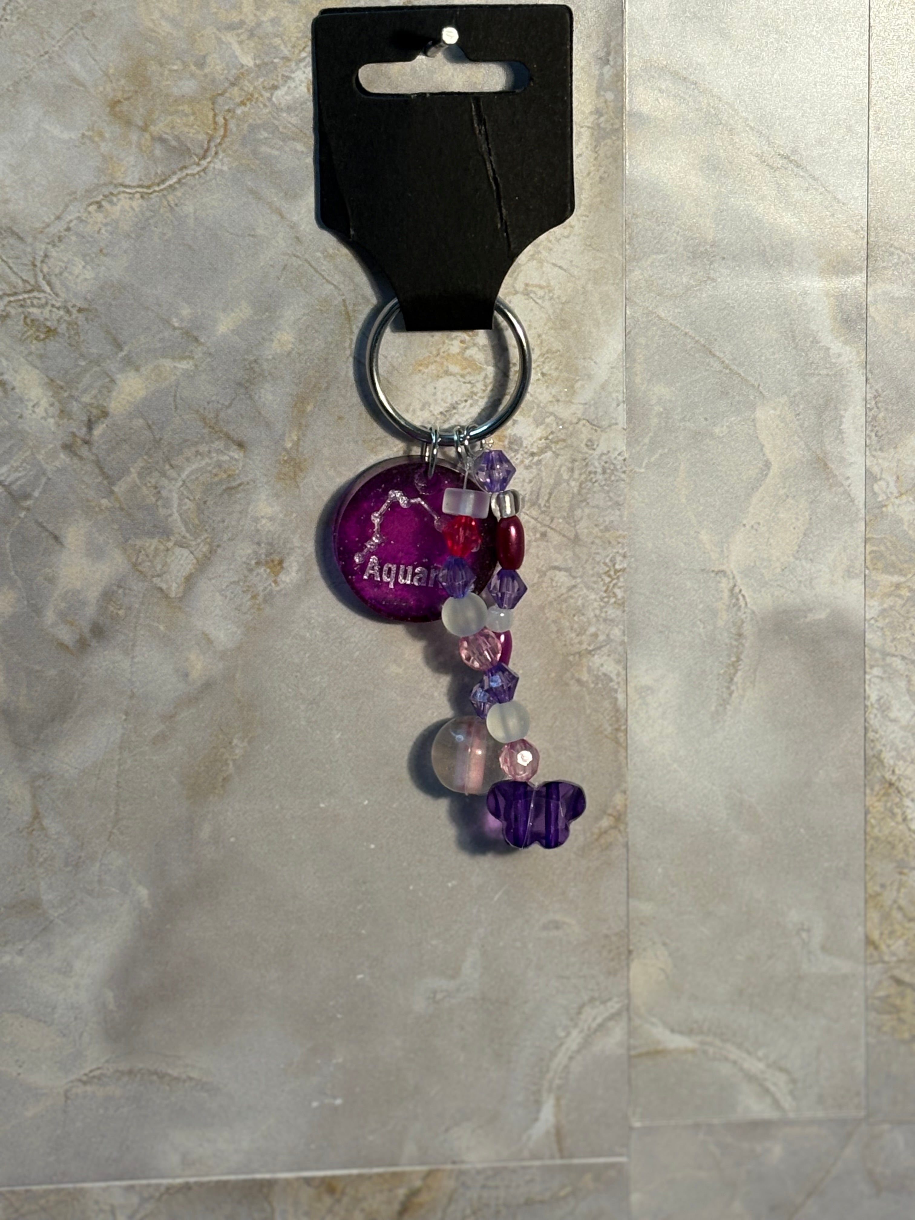Birthstone Zodiac Keychain – Horoscope Gemstone Charm Accessory