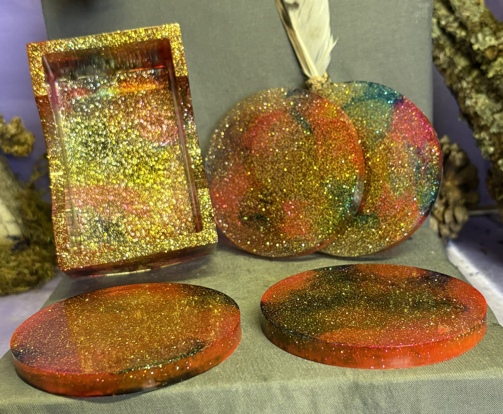 Handcrafted Resin Coaster Set – Decorative Drink Coasters for Home
