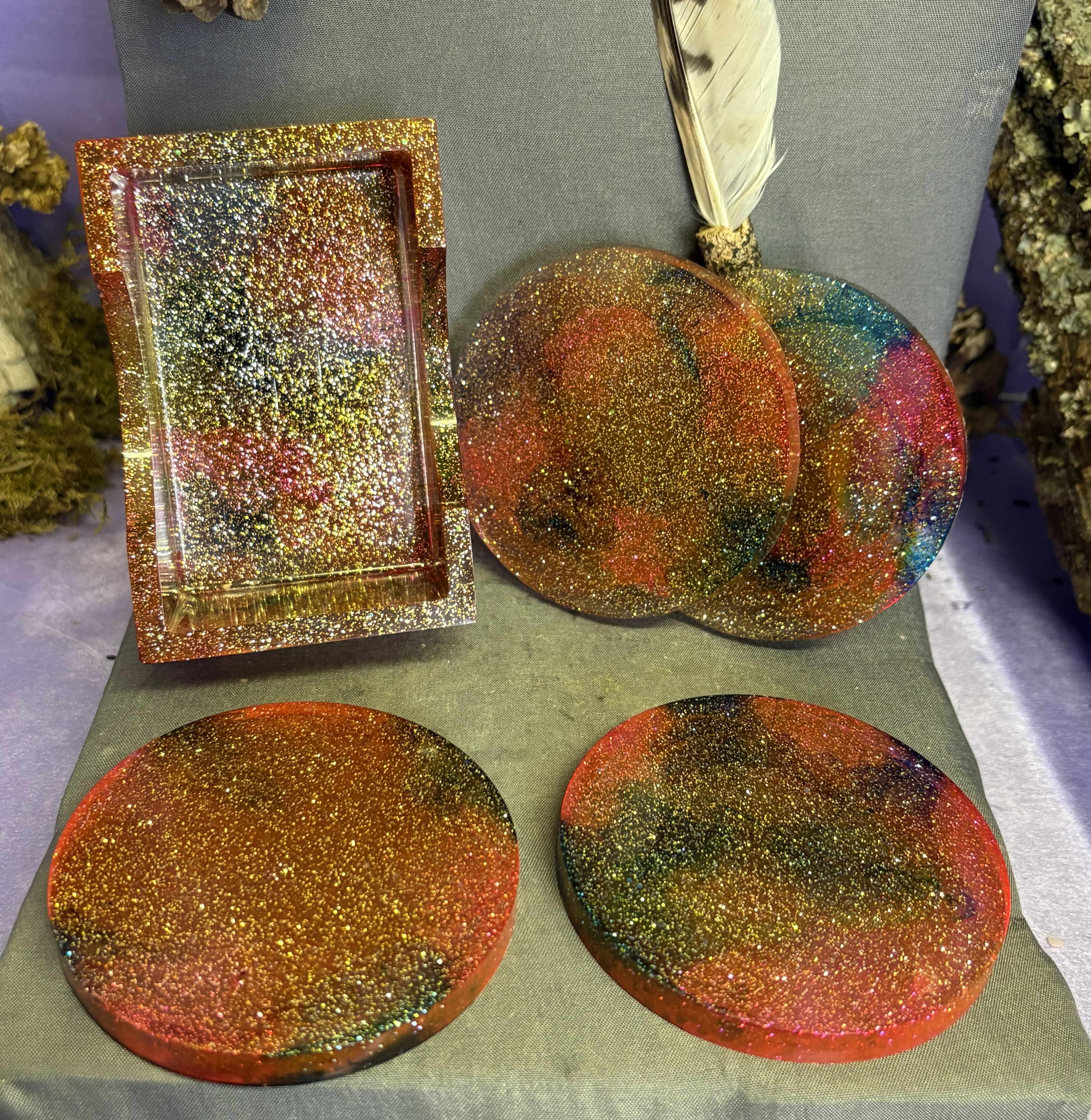 Handcrafted Resin Coaster Set – Decorative Drink Coasters for Home