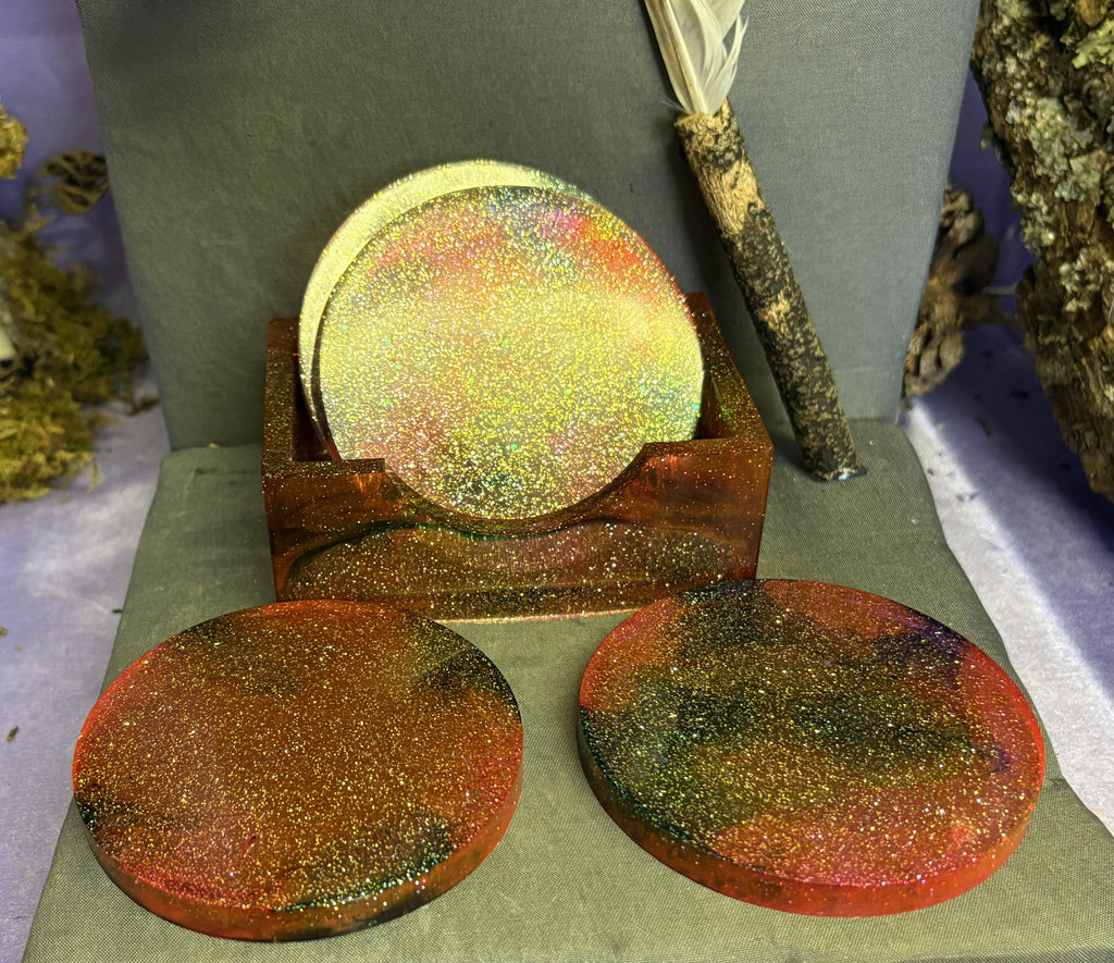Handcrafted Resin Coaster Set – Decorative Drink Coasters for Home