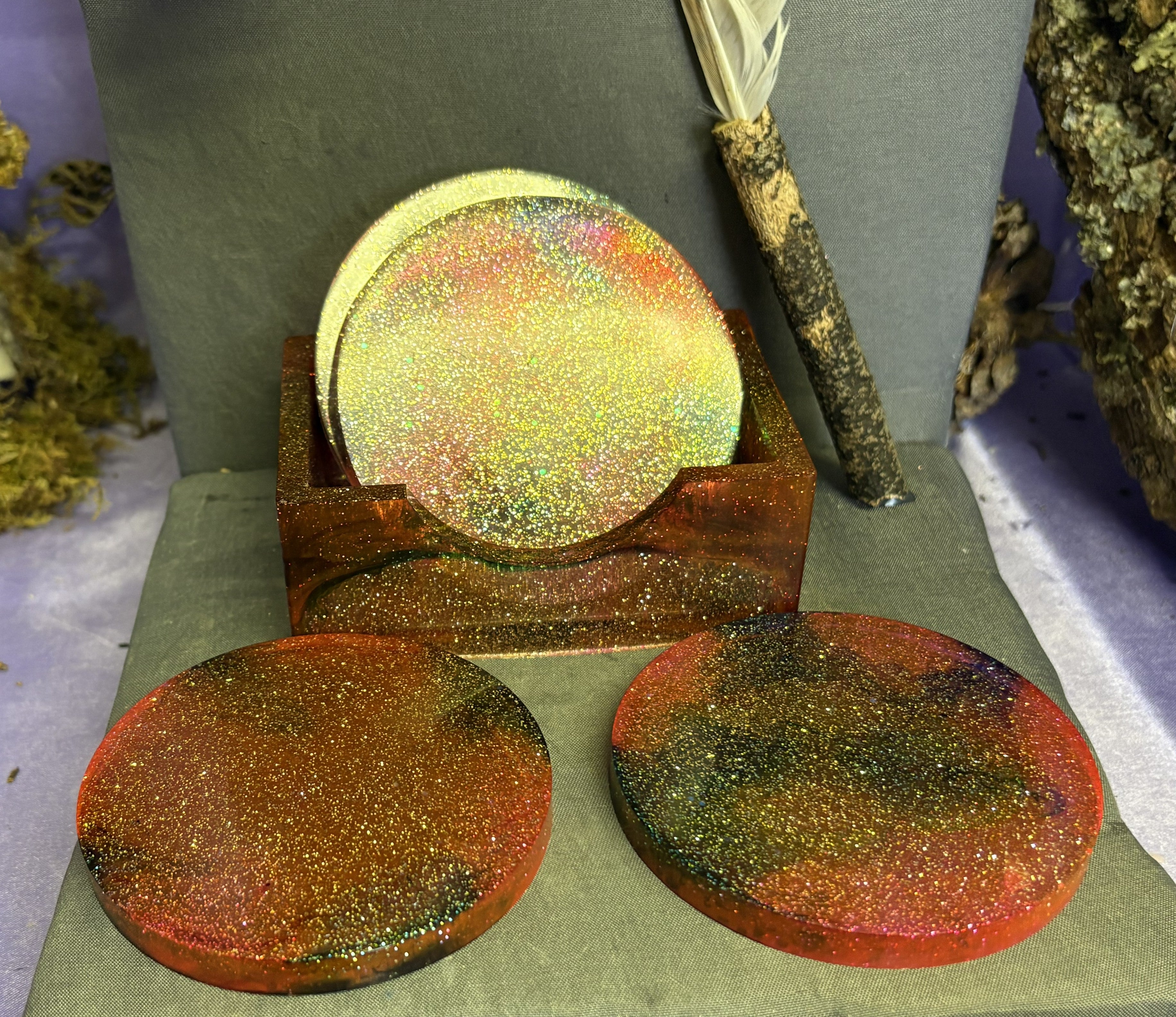Handcrafted Resin Coaster Set – Decorative Drink Coasters for Home