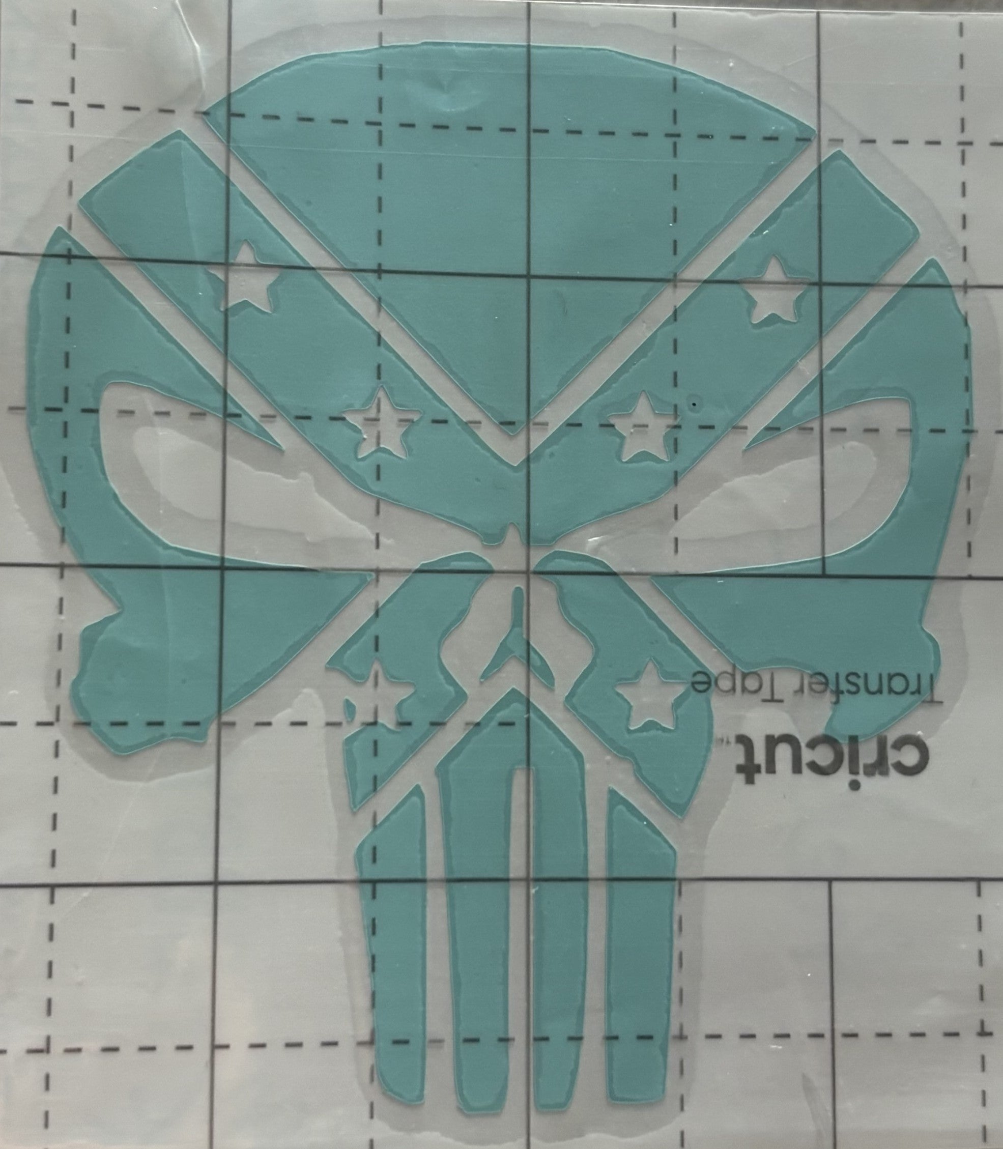 Rebel Punisher Skull Vinyl Decal – 4x4 Inch Tactical Style Distressed Flag-Inspired Sticker