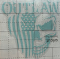 “Outlaw” Split Skull Vinyl Decal – 4x4 Inch Bold Rebel Style Sticker