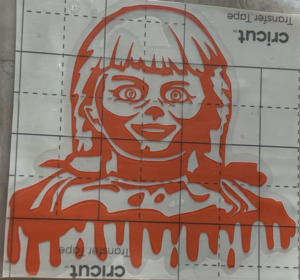 Annabelle Horror Doll Vinyl Decal – 4x4 Inch Haunted Movie Inspired Sticker