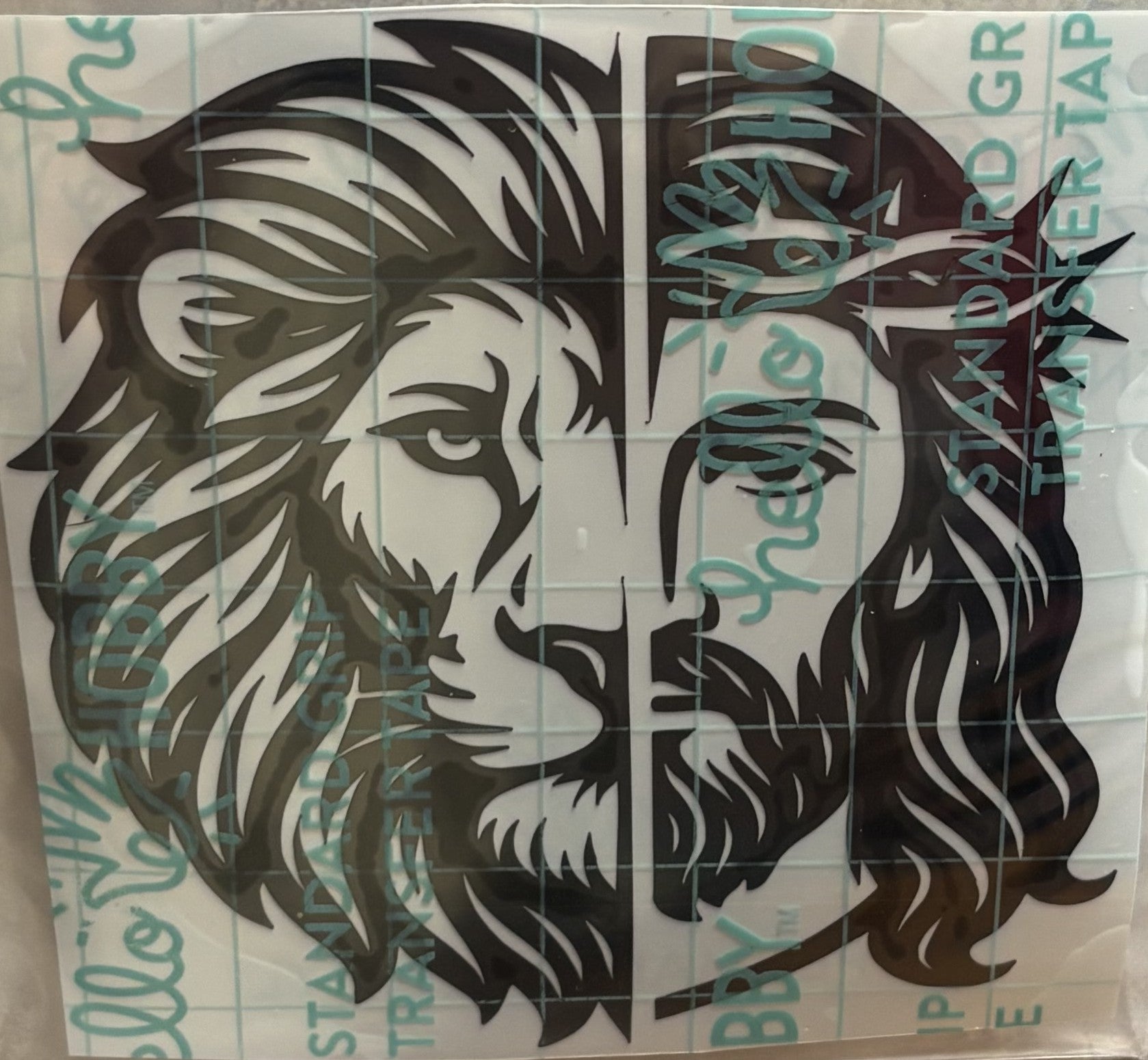 Lion & Savior Face Vinyl Decal – 4x4 Inch Faith-Inspired Christian Sticker
