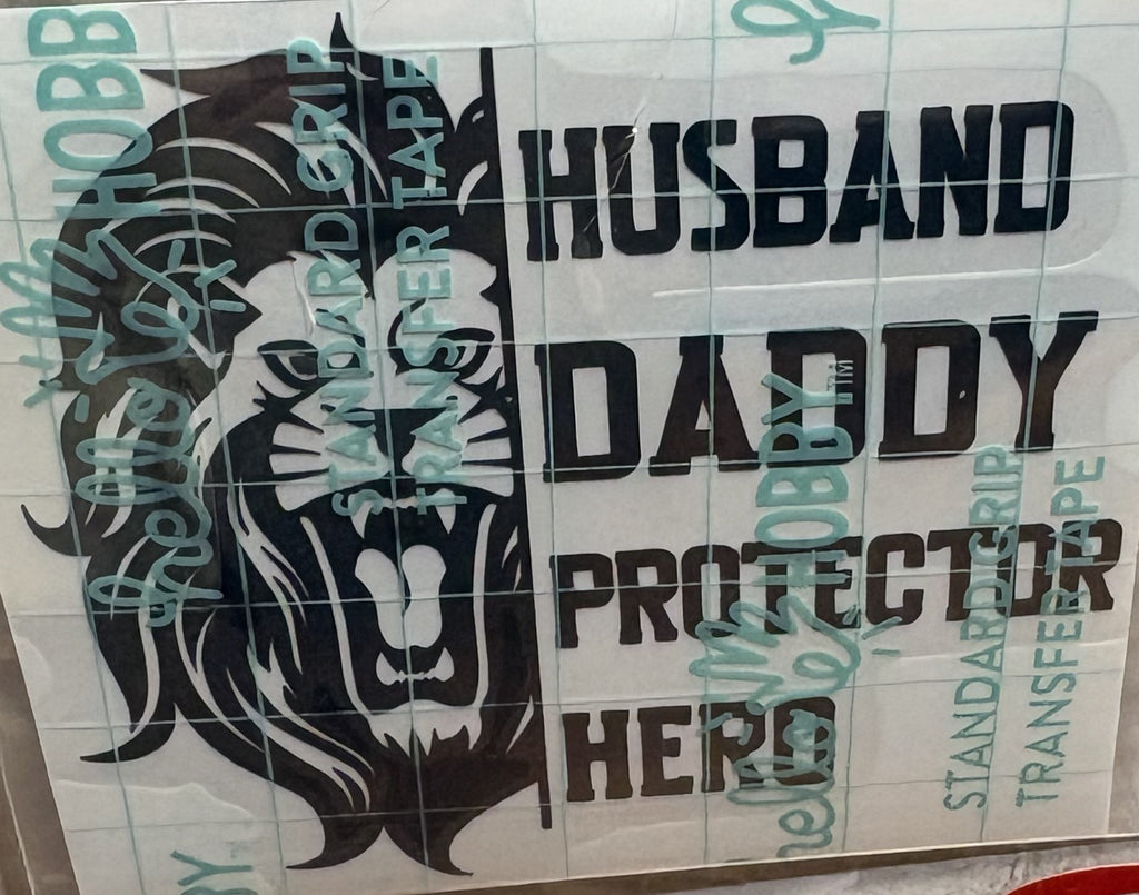 Husband • Daddy • Protector • Hero Lion Head Vinyl Decal – 4x4 Inch Inspirational Family Sticker