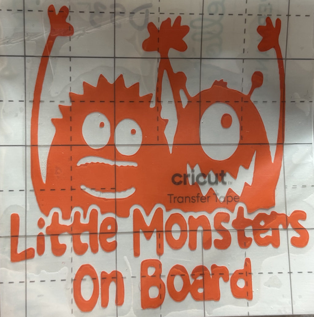 Monsters on Board Vinyl Decal – 4x4 Inch Cute Little Monster Car Sticker