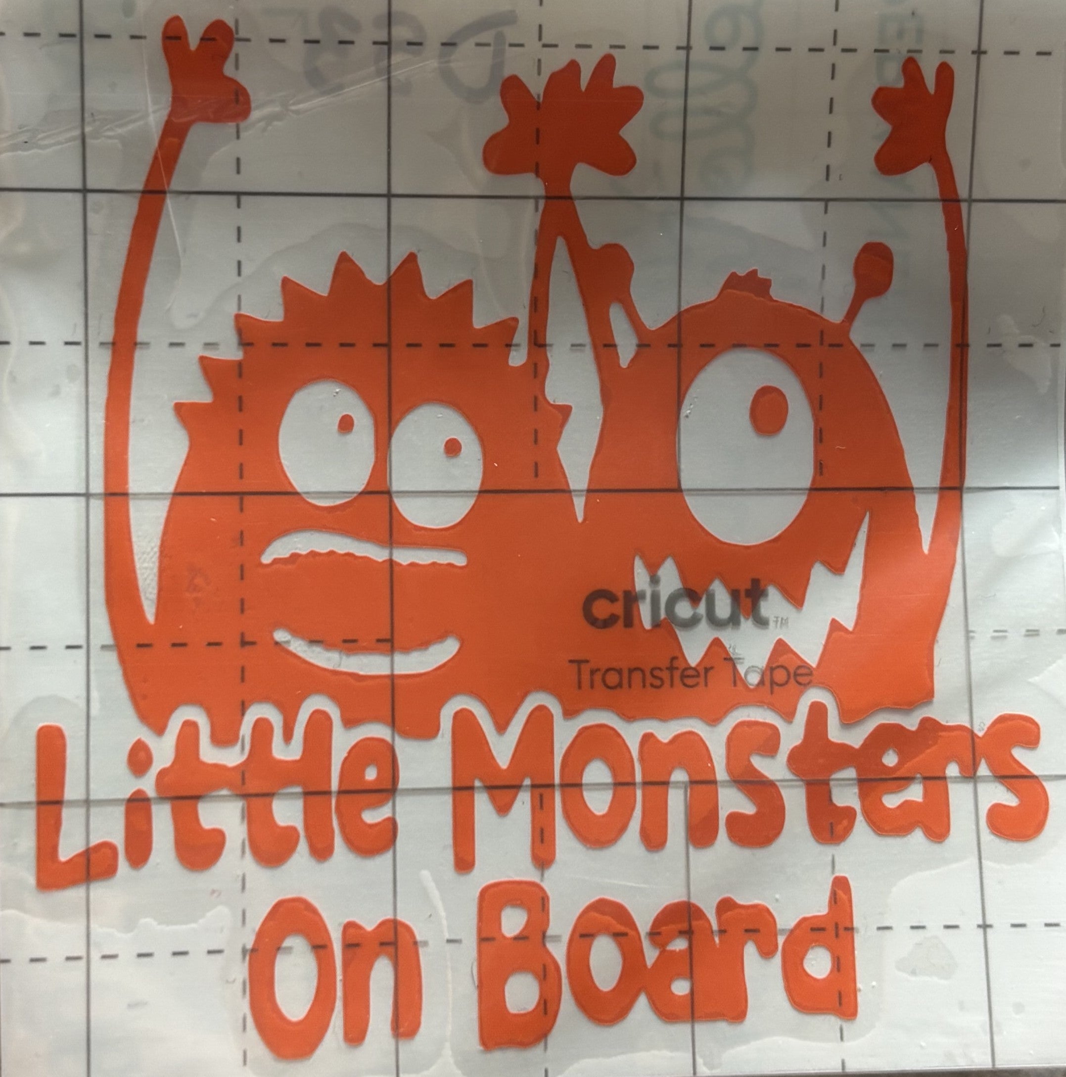 Monsters on Board Vinyl Decal – 4x4 Inch Cute Little Monster Car Sticker