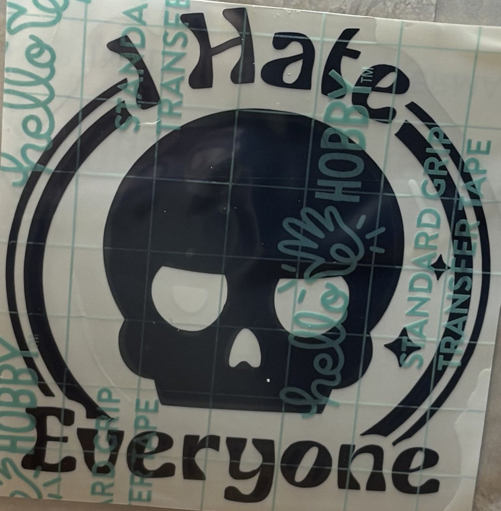 I Hate Everyone Skull Decal – 4x4 Inch Funny Gothic Vinyl Sticker