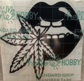 Marijuana Leaf Kiss Vinyl Decal – 4x4 Inch Glamorous Lips & Leaf Design Sticker