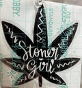 Stoner Girl Marijuana Leaf Vinyl Decal – 4x4 Inch Fun Cannabis-Inspired Sticker