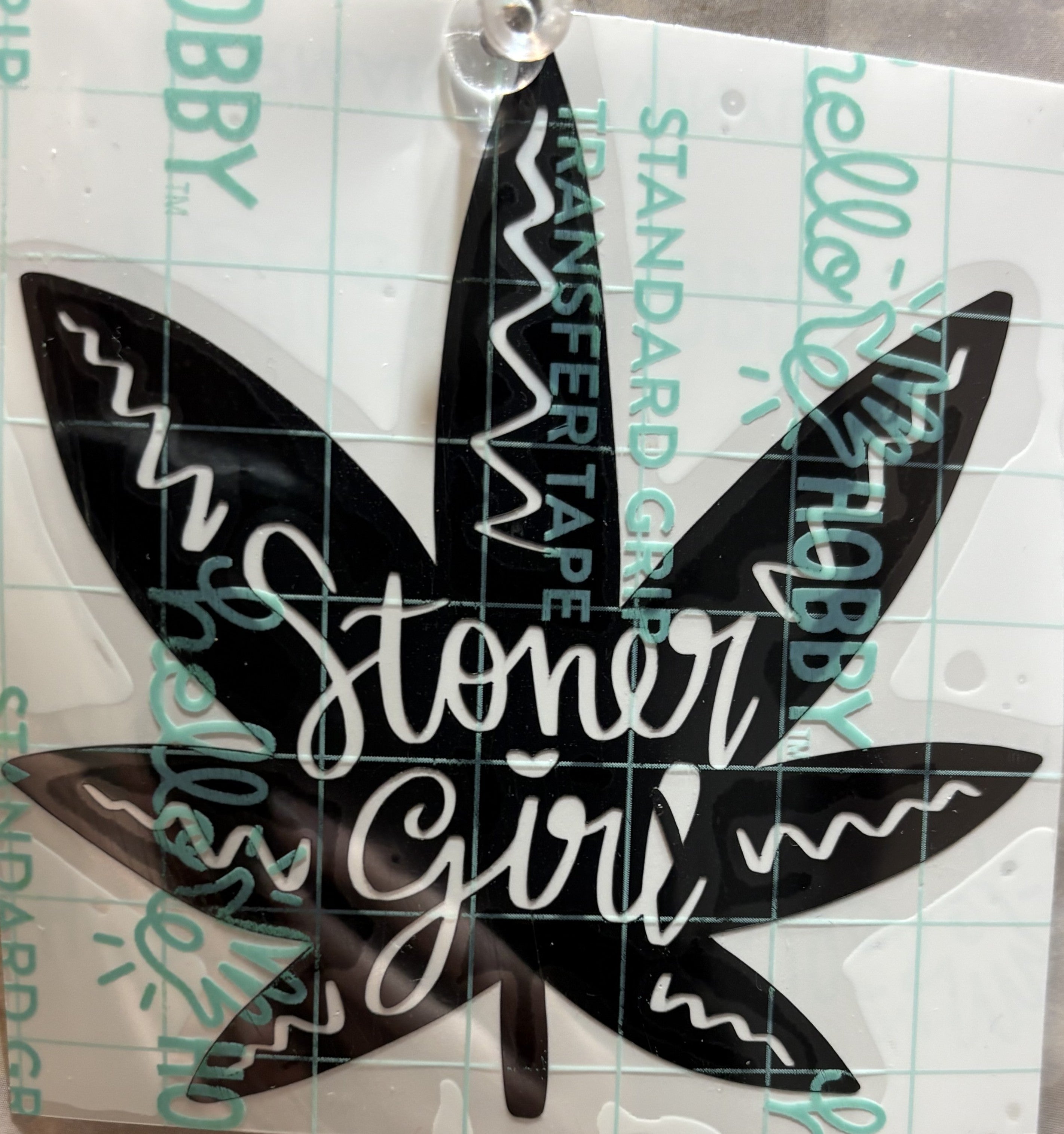 Stoner Girl Marijuana Leaf Vinyl Decal – 4x4 Inch Fun Cannabis-Inspired Sticker