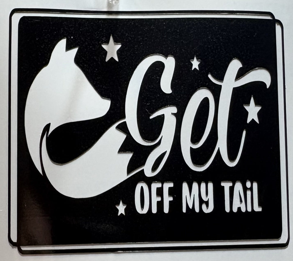 “Get Off My Tail” Fox Vinyl Decal – 4x4 Inch Funny Woodland Animal Sticker