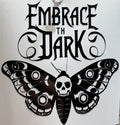 Embrace the Dark Moth Vinyl Decal – 4x4 Inch Gothic Lunar Sticker