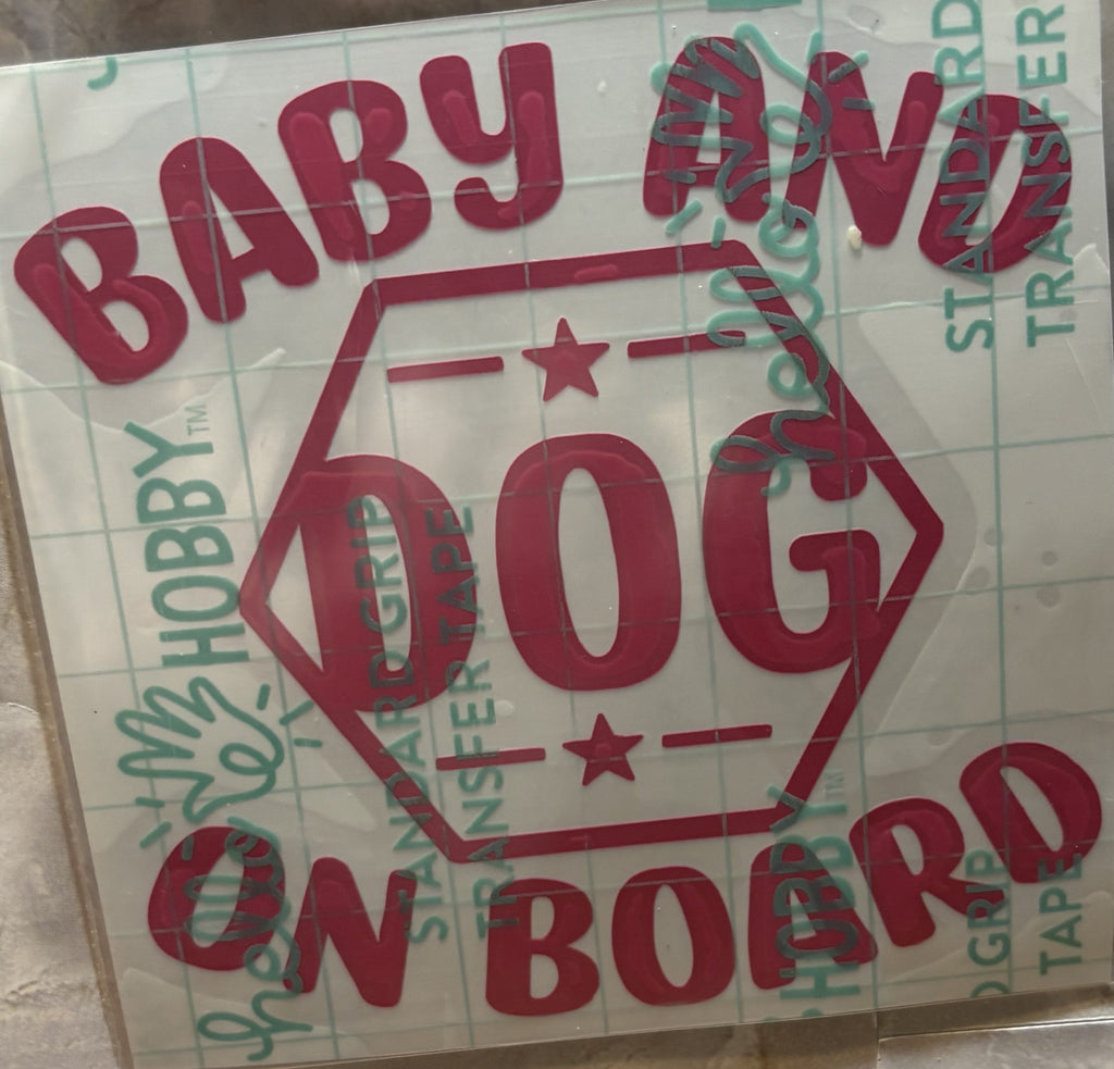 Baby & Dog on Board Vinyl Decal – 4x4 Inch Family & Pet Car Sticker