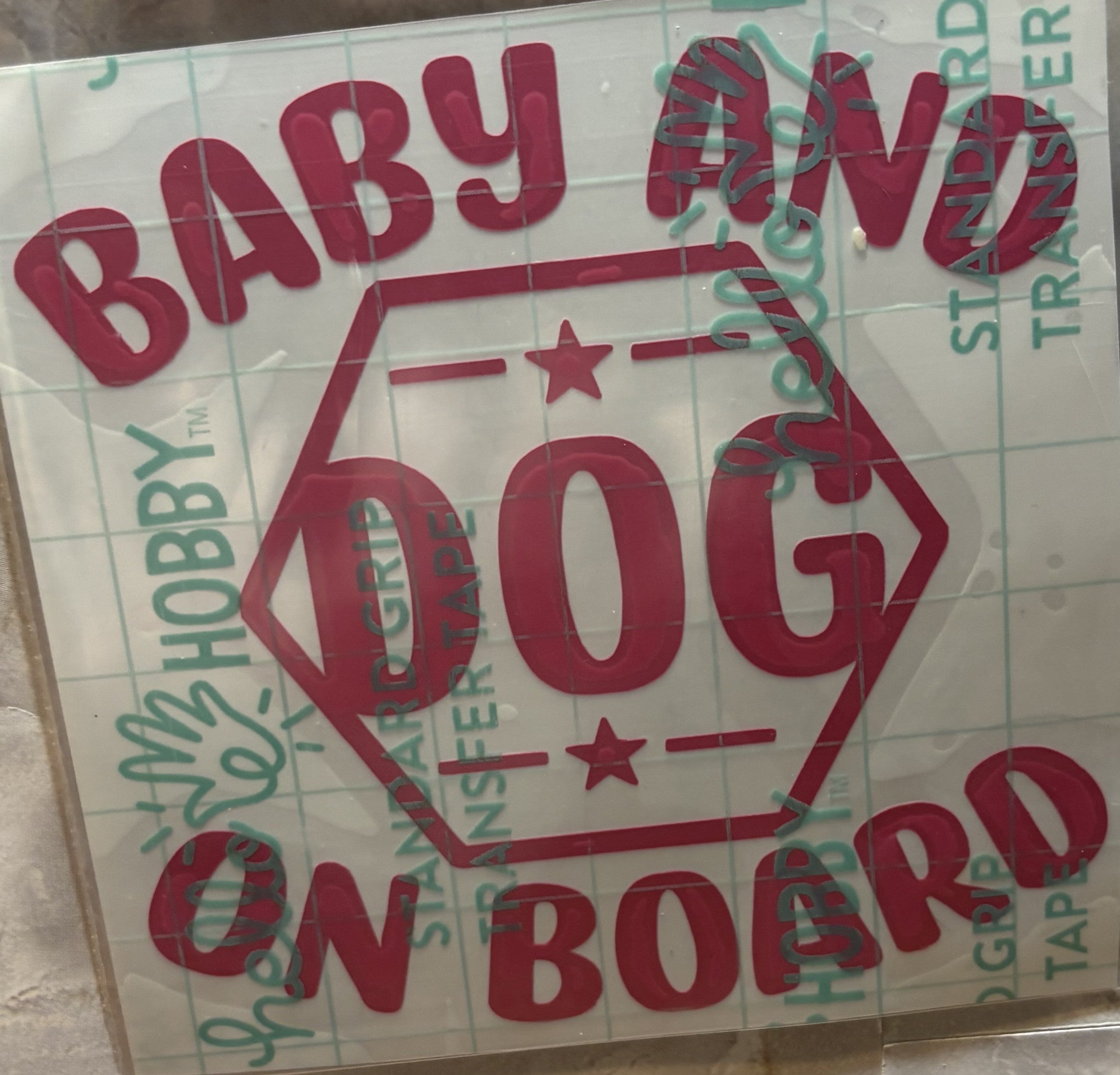 Baby & Dog on Board Vinyl Decal – 4x4 Inch Family & Pet Car Sticker