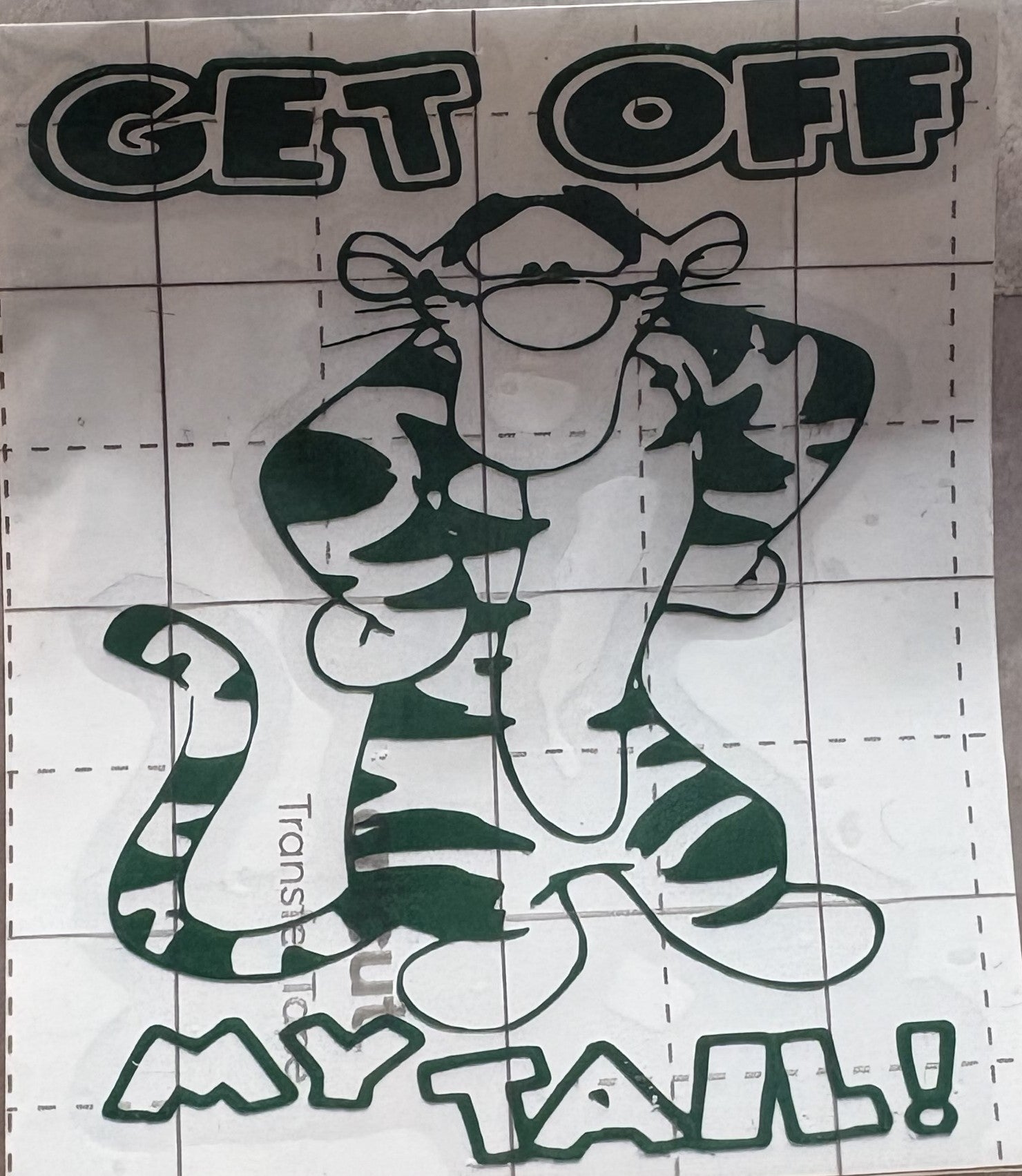 “Tigger Get Off My Tail” Vinyl Decal – 4x4 Inch Funny Cartoon-Inspired Sticker