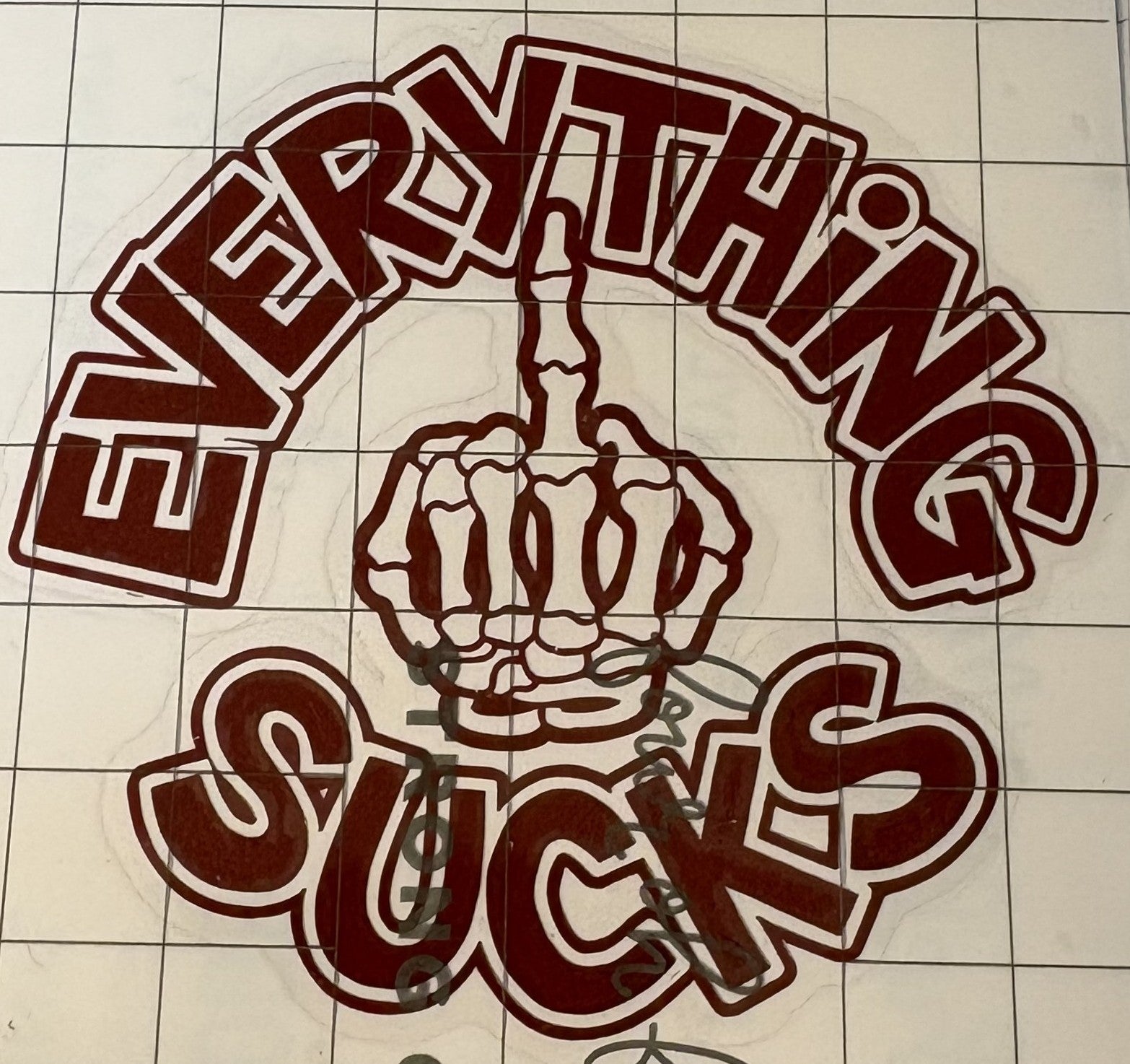 Everything Sucks Skeleton Hand Vinyl Decal