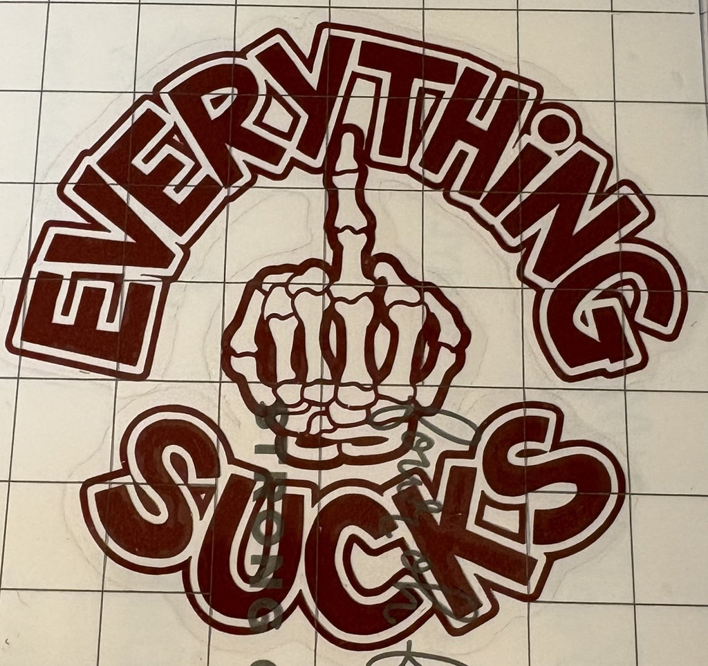 Everything Sucks Skeleton Hand Decal – 4x4 Inch Funny Vinyl Sticker
