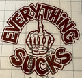 Everything Sucks Skeleton Hand Decal – 4x4 Inch Funny Vinyl Sticker
