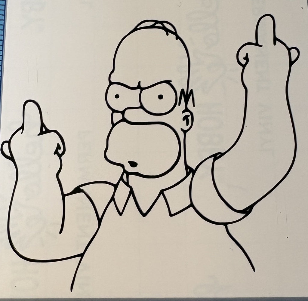 Homer Giving Double Birds Decal – 4x4 Inch Funny Vinyl Sticker