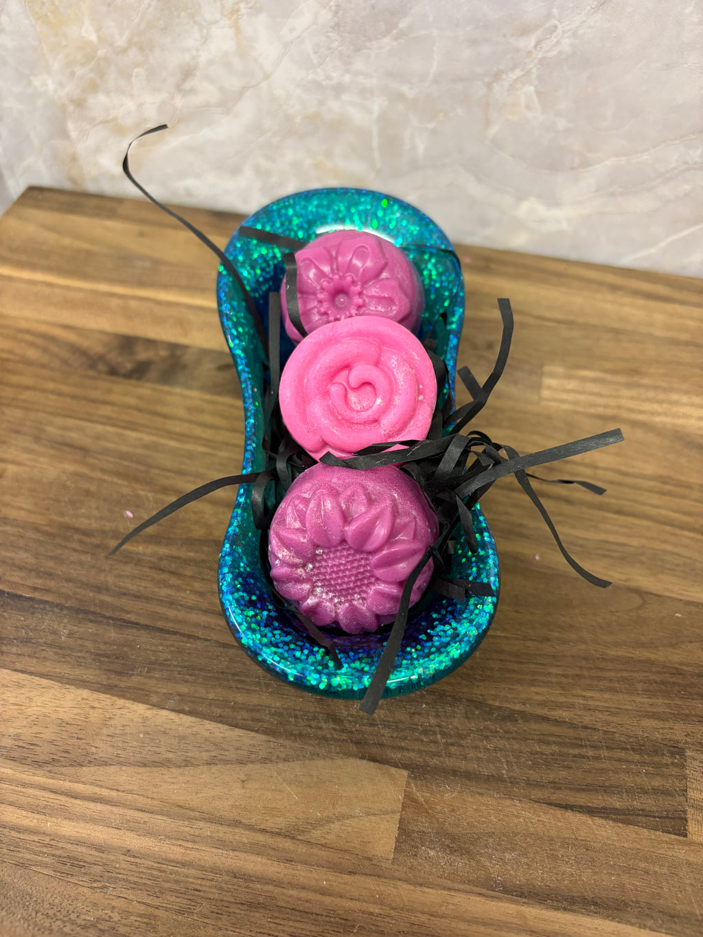 Mini Flower Soap with Vintage Tub Shaped Soap Holer