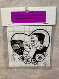 Frankenstein's Monster & Bride Heart Decal – 4x4 Inch Gothic Romance Vinyl Sticker