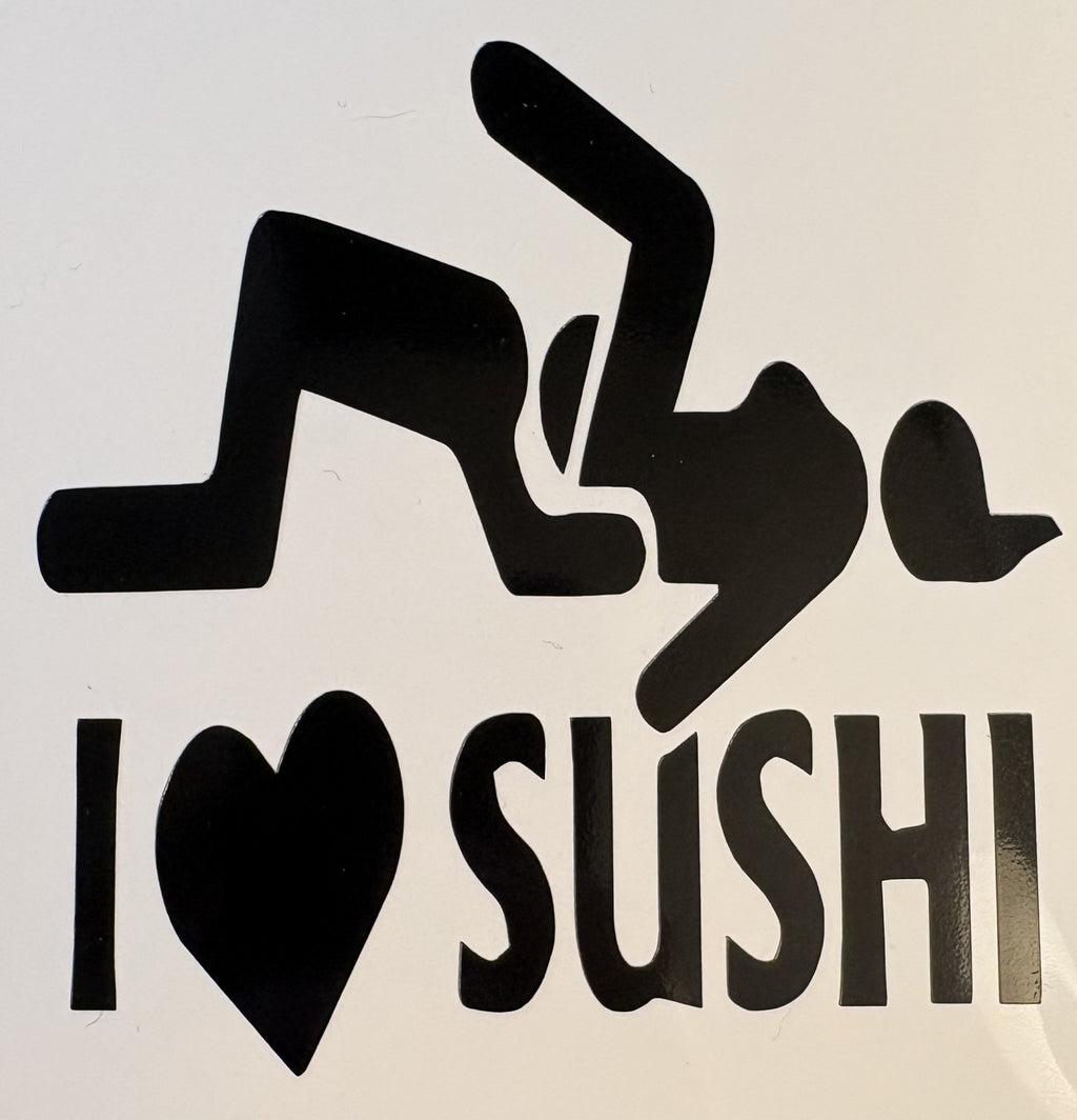 I Love Sushi Stick Figure Vinyl Decal