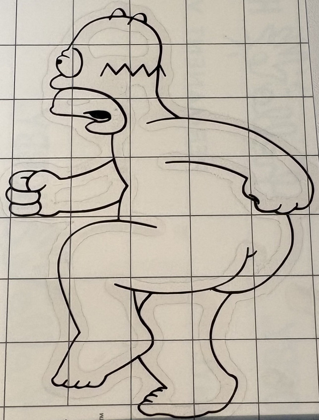 Sneaky Naked Homer on Tiptoes – 4x4 Inch Funny Vinyl Decal