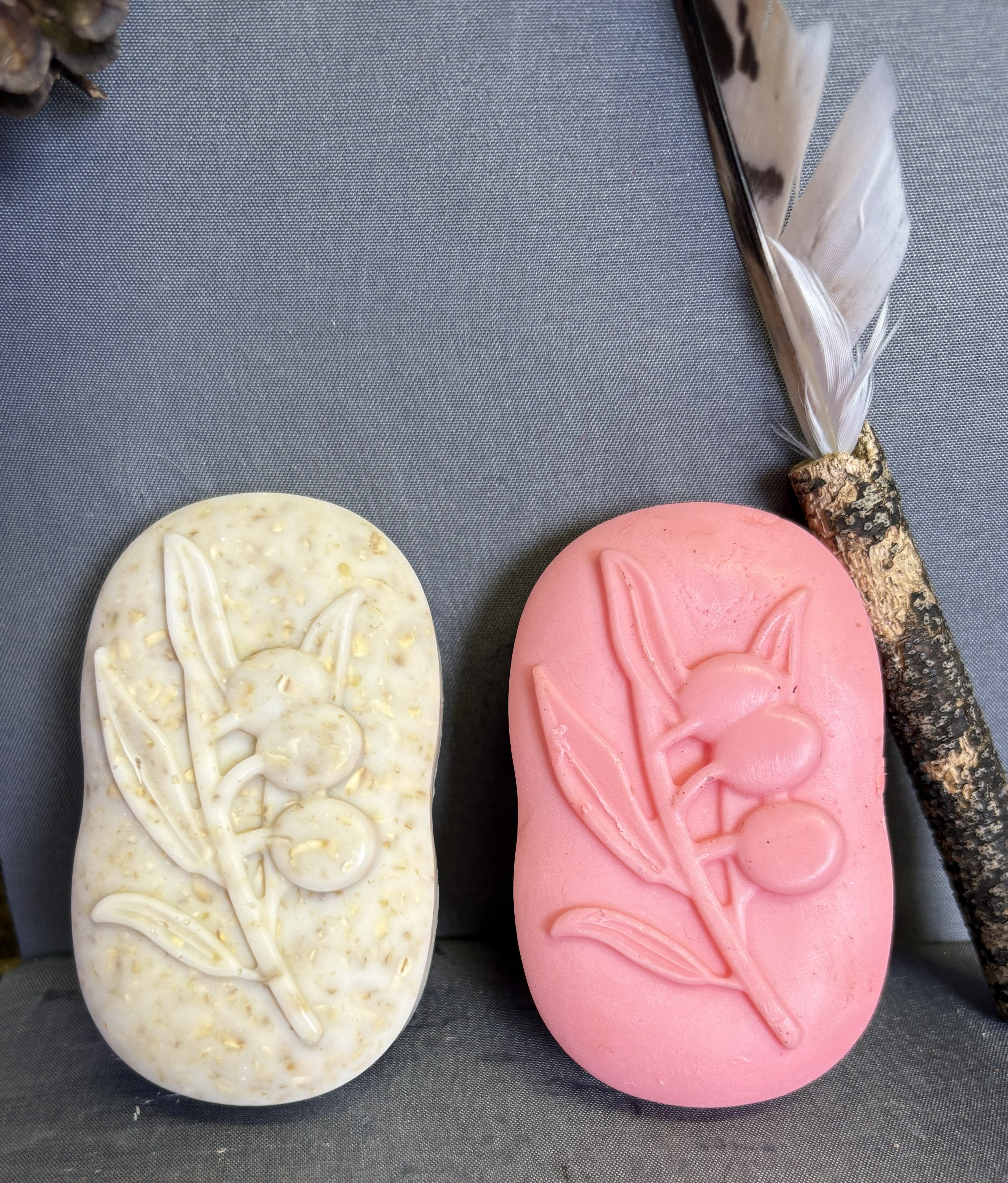 Olive Grove Soap Bars – Handmade Oval Soaps with Olive Embellishment Set of 4