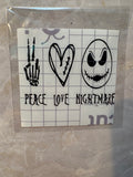 Peace Love & Nightmares Skeleton Decal – 4x4 Inch Spooky Vinyl Sticker