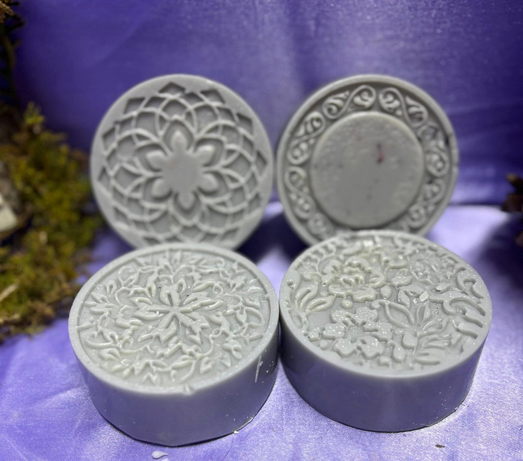 Blooming Garden Soap Bars – Handmade Round Floral Decorative Soaps Set of 4