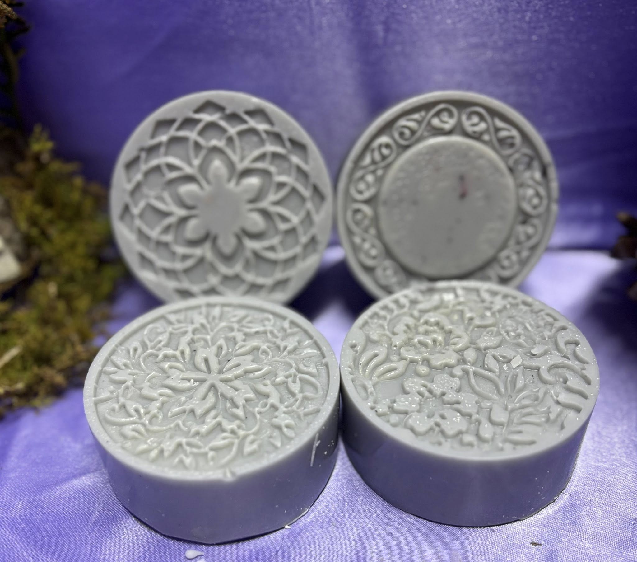 Blooming Garden Soap Bars – Handmade Round Floral Decorative Soaps Set of 4