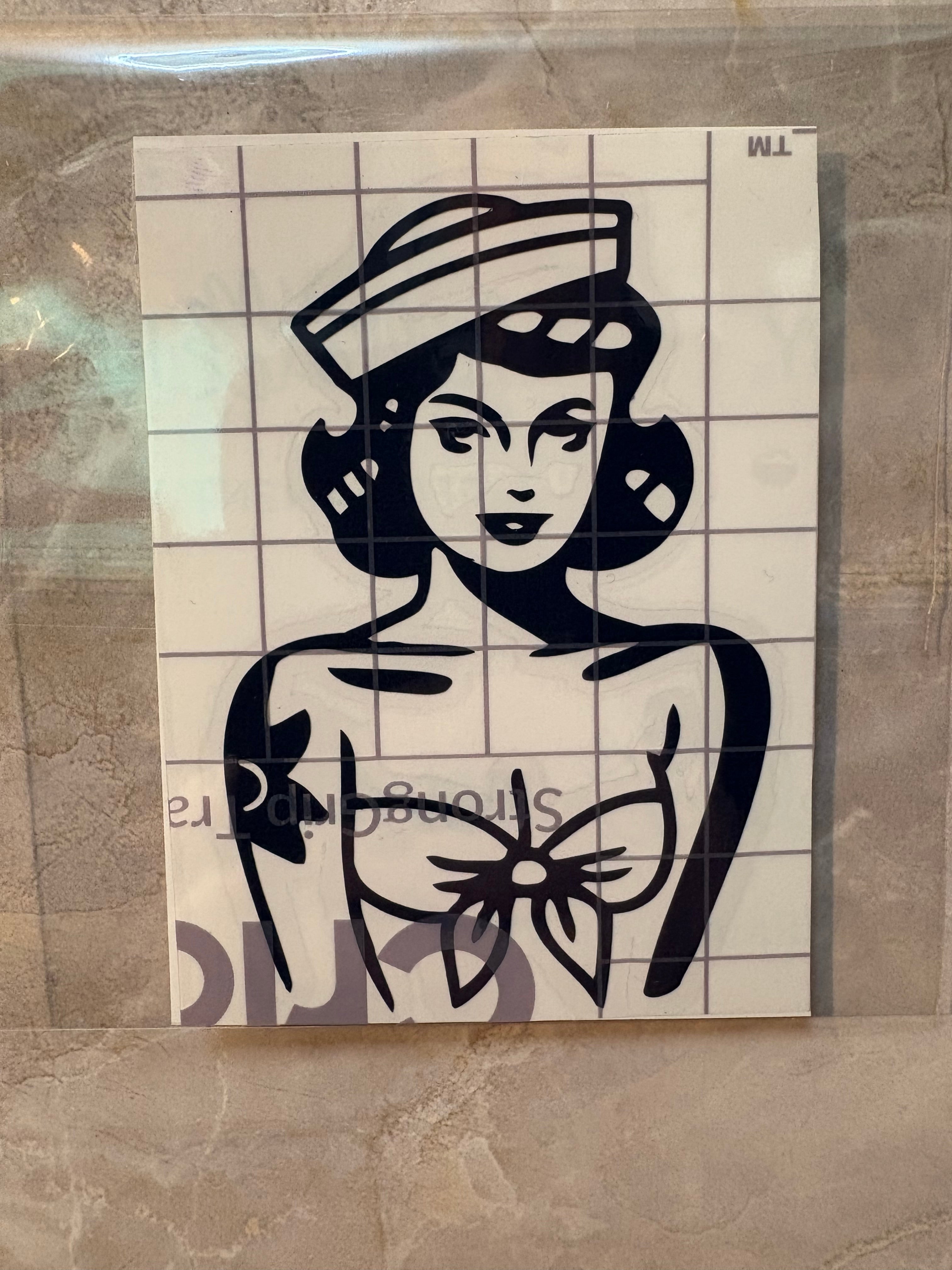 Tattooed Pin-Up Sailor Girl Vinyl Decal – 4x4 Inch Nautical Style Sticker