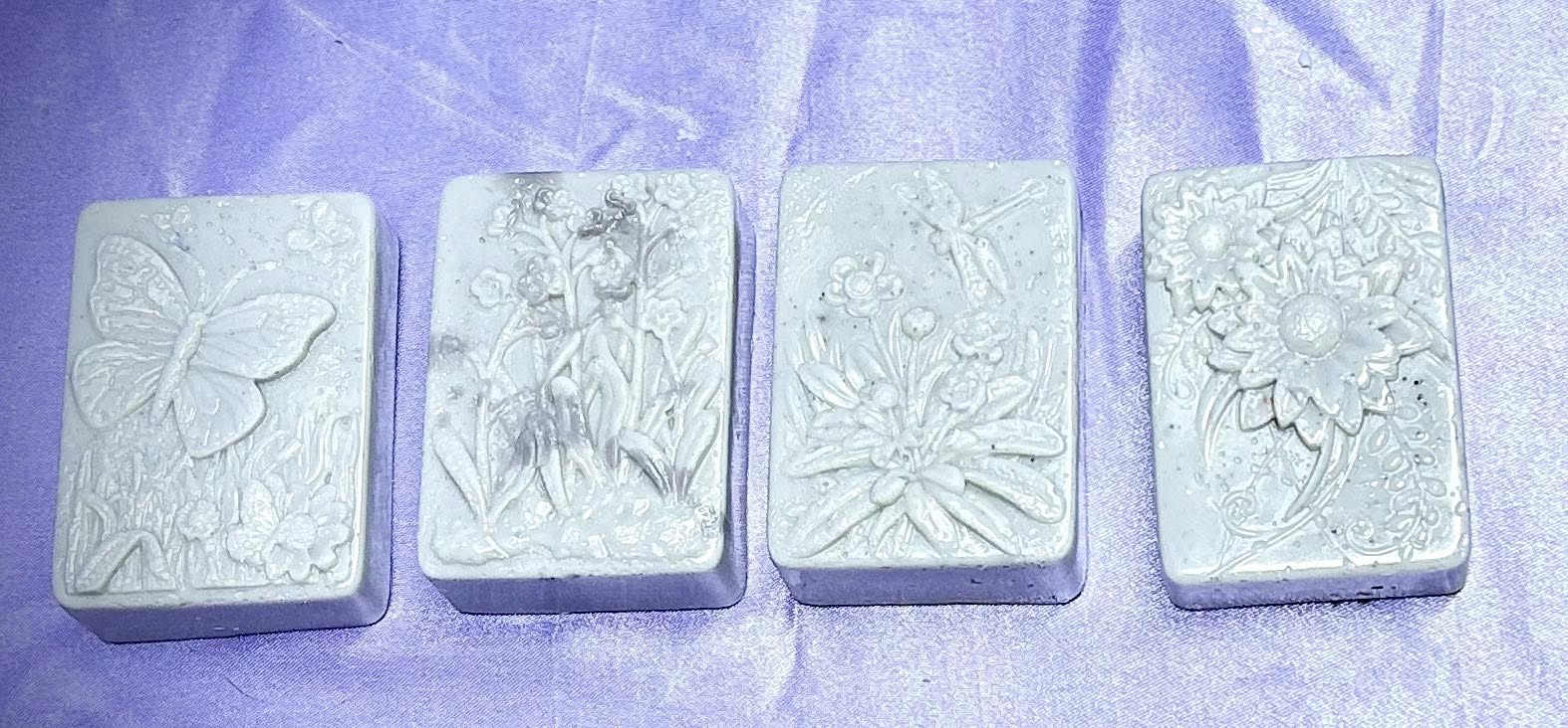 Floral Garden Soap Set – 4 Handmade Square Botanical Soap Bars