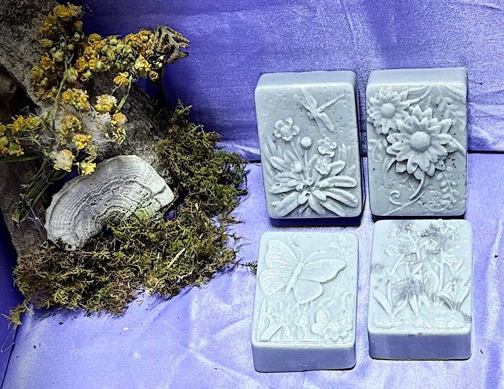 Floral Garden Soap Set – 4 Handmade Square Botanical Soap Bars