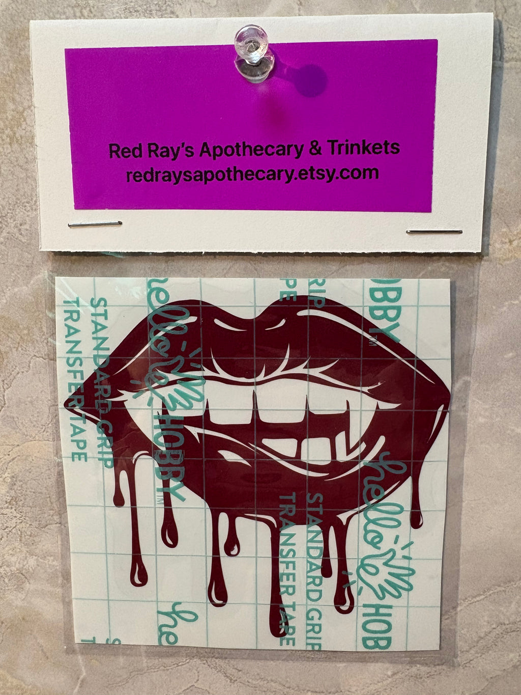 Seductive Vampire Lips with Dripping Blood – 4x4 Inch Gothic Vinyl Decal