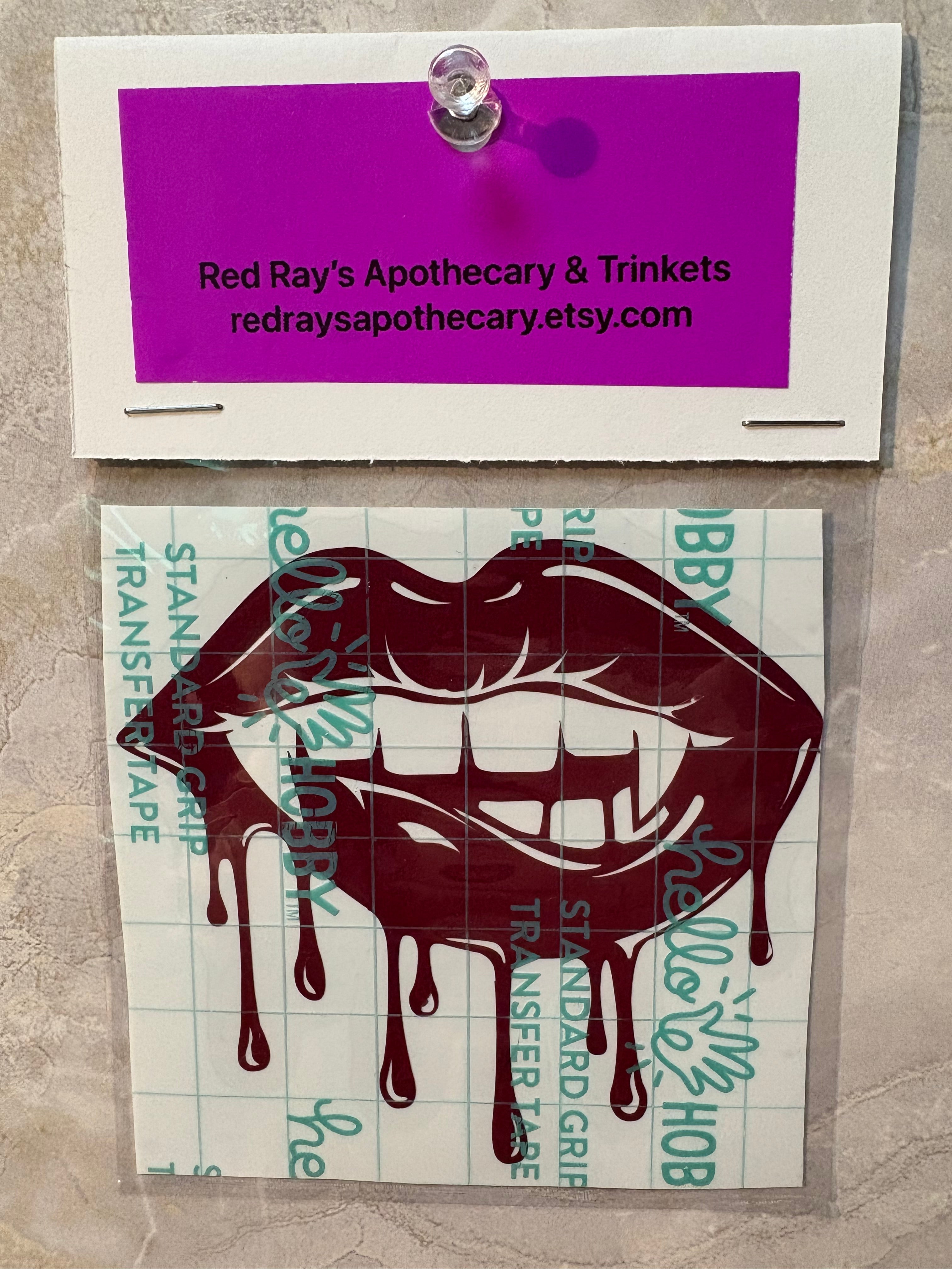Seductive Vampire Lips with Dripping Blood – 4x4 Inch Gothic Vinyl Decal